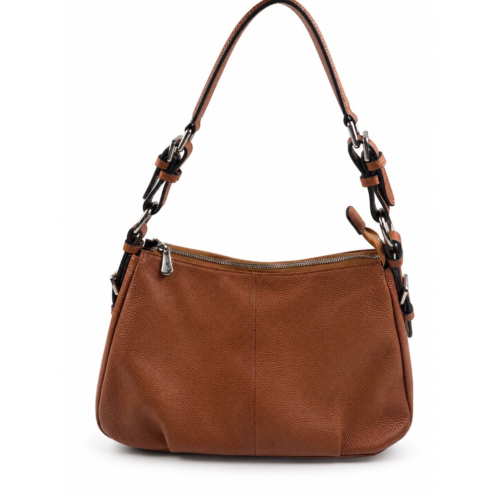 S-Zone Vintage Y2K Brown Pebbled Leather Slouchy Chic Shoulder Bag Hobo Purse